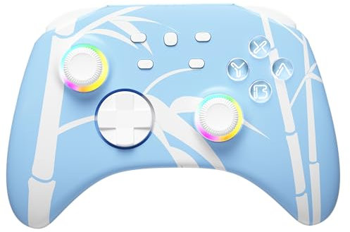 Mytrix RGB Pro Wireless Controller Compatible with Nintendo Switch, Windows PC iOS Android Steam Deck, Blau Bluetooth Controller with Programmable, Hall Effect Joysticks/Hall Trigger (No Drift)