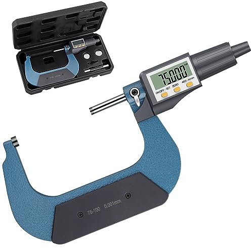 AUTOUTLET Micrometer Digital Outside Micrometer 75-100 mm / 0.001 mm, High Precision LCD Digital Micrometer Caliper Length Measuring Tool Micrometer 0.001 mm (0.00005 Inches)
