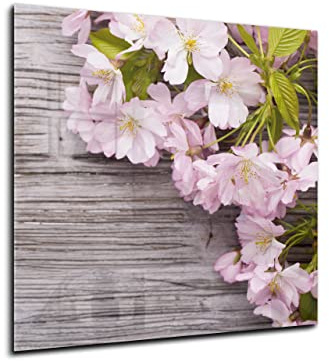 Canvasfly 60x60 Wandpaneele für Küche Deko-Spritzschutz für Küchenrückwand Glas Bilder Gehärtet Küchen-Deko Glasplatte aus Vorgespanntem Glas Küchenrückwandplatte Kirsche