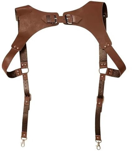 PENGXX Bretelles Steampunk Renaissance en cuir pour homme H Designs Vintage Harnais de soutien du dos pour homme Crochets métalliques réglables