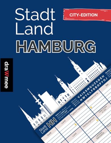 Stadt Land Hamburg: Geschenk für Hamburger & Hamburg Fans - Quiz Spiel Souvenir, Andenken: Spielblock mit 35 Blatt Din-A4 (Seiten zum Ausschneiden)