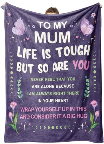 Craftique Mum Birthday Gifts, Blanket Gifts for Mum, Mums Gift from Daughter Son, Presents for Mummy on Christmas, to My Mother Blanket Printed with Flower, 60x50