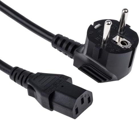 SHAFI® Kaltgerätekabel 3M - Gewinkelt Typ F CEE 7/4 Schuko an C13 Kaltgerätebuchse Gerade - Euro Stecker Winkel Netzkabel Computer Monitor Power Cable Beamer PSU Reines Kupfer PC Stromkabel - 3 Meter