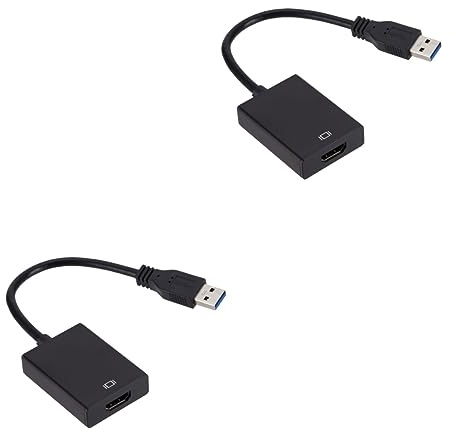 HEMOTON 2pièces Adaptateur USB vers pour Pc Et Projecteurs Convertisseur Vidéo Haute Définition avec Sortie Audio Synchronisée Compatible Multi-écrans Jusqu à Dispositifs Noir