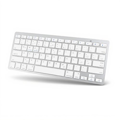 Kabellose -Tastatur, Leise, Komfortable Tastatur, Tragbar, Kompakt, Ultradünn, Ergonomisches Design und Schönes Aussehen, Universell für (Deutsches QWETZ-Layout)