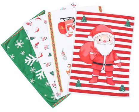 CIYODO 4 Stück-Pack Mikrofasertücher Weihnachts Geschirrtücher Saugfähig Schnell Trocknend Hautfreundlich Vielseitig Einsetzbar Für Küche Und Bad Mit Weihnachtlichem Design