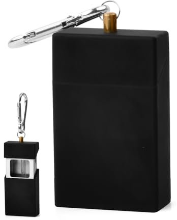 Dokeno Zigaretten Taschenascher, Mini Mobiler Taschenaschenbecher mit Schlüsselanhänger, Klein Geruchsdicht Aschenbecher für Unterwegs Reisen Wandern Freien Camping Angeln, Schwarz