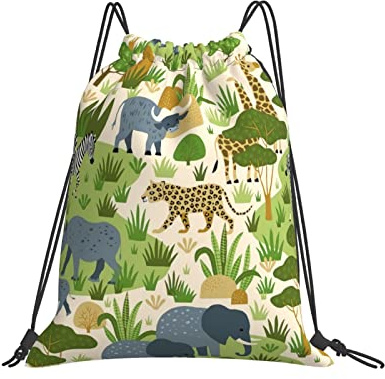 Turnbeutel Mit Kordelzug 36X42cm Safari Wilde Tiere In Der Afrikanischen Savanne Reiserucksack Wasserdicht Gym Bag Alltag Sportrucksack Für Mädchen, Schule, Schwimmen