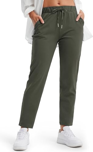 Libin Pantalones de Jogging Mujer Deportivos con Bolsillos | Elásticos y Transpirables 7/8 Lang Pantalones Sport Casuales con Bolsillos, para Fitness Senderismo Running Golf y Yoga