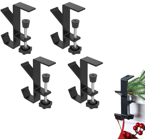 Kaminstrumpf und Girlande, verstellbar, strapazierfähig, Metallhaken zum Aufhängen von Weihnachtsstrümpfen, Weihnachtsstrumpfhalter für Kamin, Weihnachtsstrumpf-Haken (4 Stück)