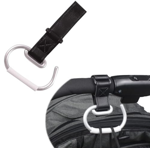 1 Stück Pram Hook for Bags, Large Pram Hook, Universal, Bag Hook, Pram Accessories, Leather + Aluminium Alloy + Silicone Non-Slip Protective Case