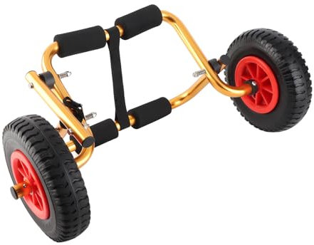 lyrlody Carro de Transporte para Kayak, Neumáticos Plegables de Aluminio con Ruedas Grandes de PU para Arena y Grava, Dorado