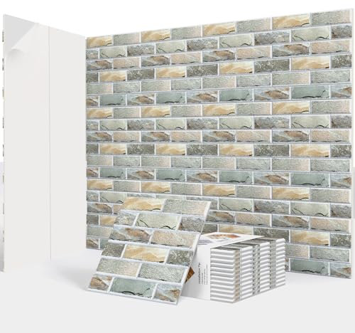 JBER Lot de 12 panneaux acoustiques autocollants - Panneaux insonorisants haute densité pour studios d'enregistrement, salle de jeux, maison, bureau - Motif brique - 30 x 30 x 1 cm - Pierre