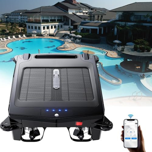 Skimmer solar automático para piscinas, aspiradora robótica solar inalámbrica con doble carga, automático de evasión de obstáculos y recoge residuos flotantes,B
