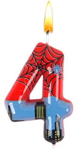 Spider Birthday Decoration 4 Years, Spider Birthday Candles Numbers 4, Spider Birthday Candles, 3D Theme Candles, Birthday Party, Cake Decoration, Boys Cake Decoration, Anniversary, Baby Shower