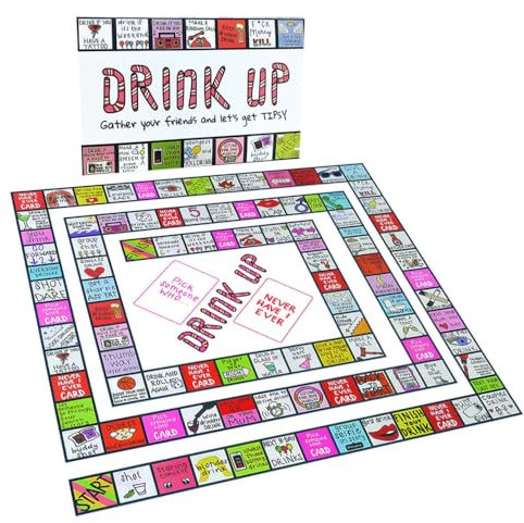 MiOYOOW Trinkbrettspiel, Party Trinkspiel, Drinking Brettspiel 46 Karten mit Lustigen Fragen und Herausforderungen für Erwachsene, Mädelsabende, Feiern, Hochzeiten