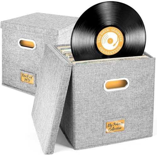 CHSG Caja de almacenamiento de discos de vinilo, adecuada para más de 45 discos individuales (12 pulgadas), editores de discos, cd, pasaportes, revistas, archivos, carpetas de archivos