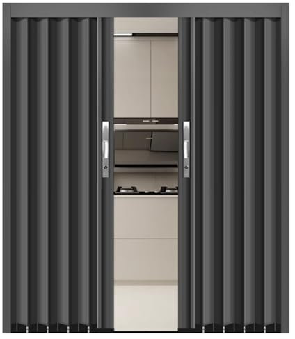 Einziehbare Falttür aus hochwertiger Aluminiumlegierung mit Schloss, anpassbare Schiebetür für Küche, Treppenhaus, Schlafzimmer, WC, Wohnzimmer (62 x 203 cm)