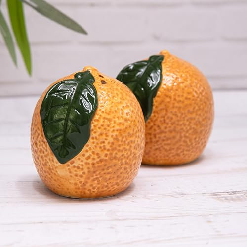 Orange Shaped Salt & Pepper Pots Ceramic Shaker Cruet Set