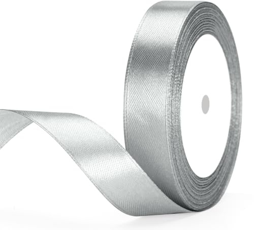 G2PLUS Silber Grau Satinband 20mm: Dekoration Geschenkband, 22m Schleifenband zum Bastel, Dekoband für Geschenkverpackung, Dekoration