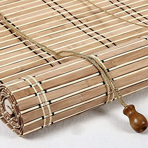 Bambusrollo Natur Bambus Raffrollo Retro Holzrollo Sonnen- und Sichtschutz Rollo Für Fenster und Türen nach Maß (50x60cm)
