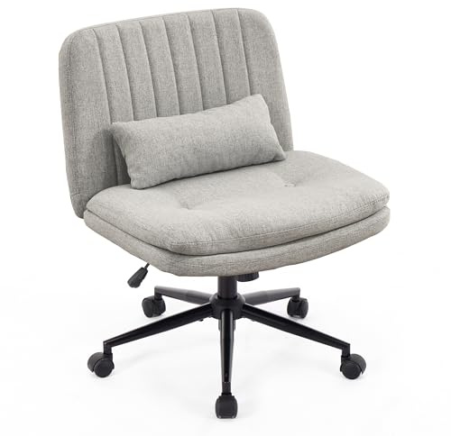 SAMERY BüRostuhl Schreibtischstuhl Drehstuhl mit Kunststoff-Leichtlaufrollen, Schminktisch Stuhl Lesesessel mit Breitem Sitzkissen, Stufenlos HöHenverstellbar, Wippfunktion, Lift SGS-geprüft (Grau)
