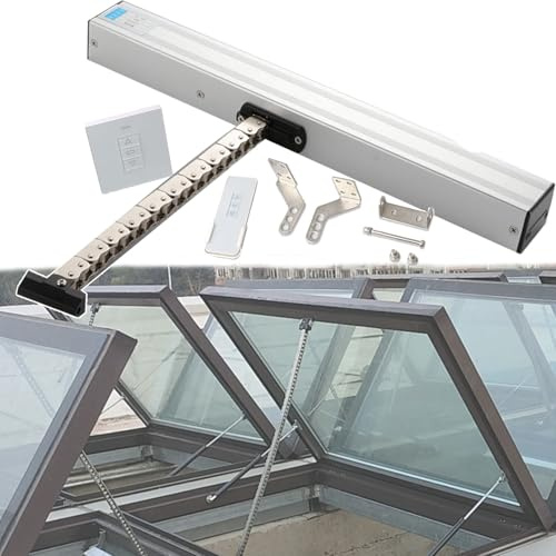 XSDAJSD Attuatore Elettrico per alzacristalli 24 V (Corsa 300 mm - 1000 mm), carico Massimo 400 N, Doppia Catena/Basso Rumore, con Telecomando + Interruttore, per finestre da Tetto, Serre, 400 mm