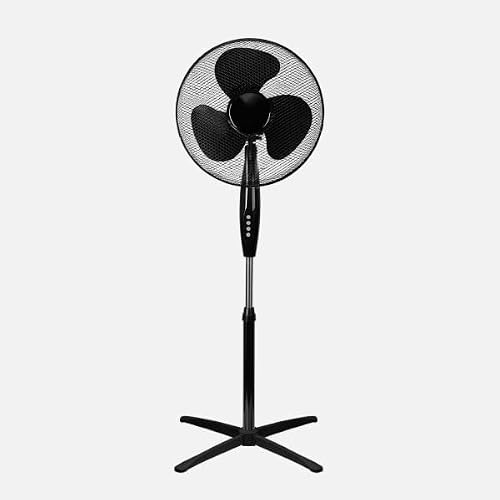 ABRILA - Ventilador de Pie Flip 45W | 3 Velocidades y 3 Aspas | Orientable | Fijo y Rotatorio | Diseño Moderno | 48x48 cm | Negro