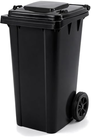 Oypla 240L Black Wheelie Bin for Household Outdoor Garden Waste | With Rubber Wheels