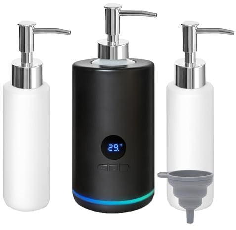 Massage Oil Warmer Bottle, Lotion Warmer Dispenser Heater, Oil Warmer, Professional Electric Lotion Heater for Home, Salon SPA Massage Body Therapy, with Two Oil Bottle Dispenser with Funnel(Black)