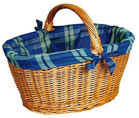 Einkaufskorb aus Vollweide mit zeitlosem Innenfutter B 48 T 33 H 25/33 cm
