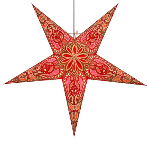 Guru Shop Vikbar adventsbelysning/pappersstjärna/julstjärna, 60 cm – Alaska-röd, stjärna, fönsterdekoration