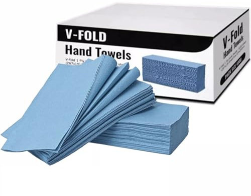V Fold Interfold Paper Hand Towels Tissue Blue 1 Ply Z Fold Qty 4000