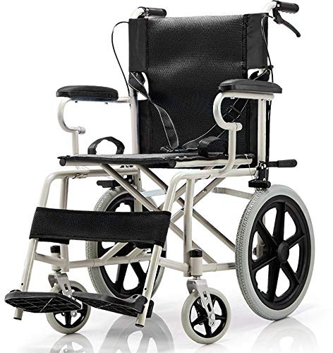 SSHHI LY Fauteuil roulant léger, en alliage d'aluminium pliable? avec frein à main Propulsé chaise de voyage, adaptée aux personnes âgées et handicapées Solide/B/Comme montré