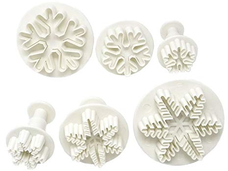Honbay 6PCS Plastic Snowflake Fondant Cookie Cake Plunger Cutters Molds Embossing Tools for Baking