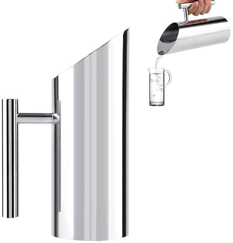 Edelstahl Wasserkrug mit Eiswächter, Kalter Trinkkrug für Getränke Kaffee Wein Milch Wasserkrug aus Edelstahl mit Eisschutz Kaltgetränkekrug Servierwerkzeug für Zuhause und Hotel(1L)