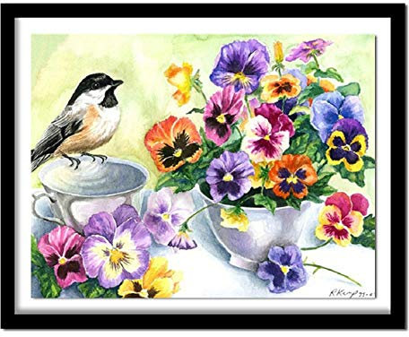 DIY 5D Diamant Painting Bilder Voll kit Stiefmütterchen Vögel 60x90cm/24 * 36in Kreuzstich Diamant Malen nach Zahlen Erwachsene/Kind Diamant Stickerei Kristall Strass Art Diamond Painting Wall Decor