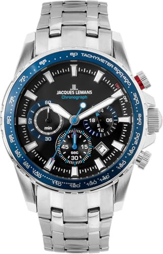 JACQUES LEMANS Herrenuhr Liverpool Metallband Chronograph 1-2099E