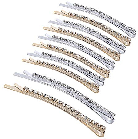 Temperament Haarspangen, Diamant Haarspangen, Strass Haarspange, Kristall Haarnadeln, Strass Haarklammern, für Lady Women Girls (5 Gold + 5 Silber)