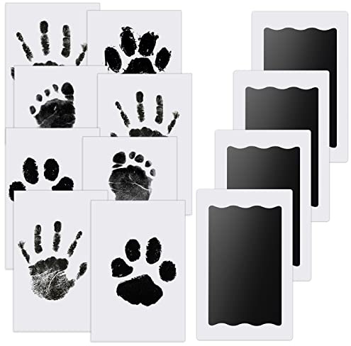 Kit Empreinte Pieds et Mains Bébé Nabance 4pcs Enfant Empreinte Clean Touch Tampons Bébé Empreinte de Main Empreinte de Pied Enfant Empreinte Nouveau-nés Douche Cadeau Bebe Souvenir 0-6 Mois
