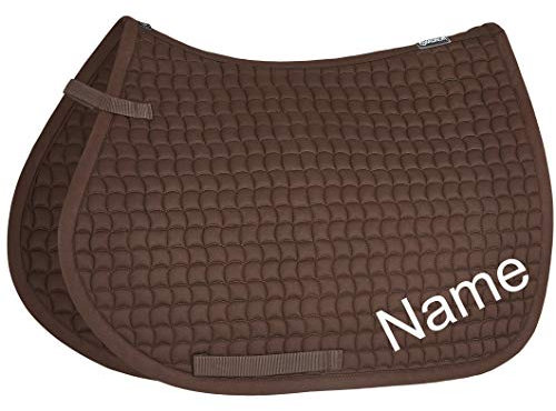 Eskadron Darkbrown Cotton Pony VS-Schabracke mit individuellem Namen Bestickt, Schriftart:Holli, Garnfarbe Maderia:Bright Yellow 1924