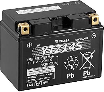 Motorradbatterie Yuasa YTZ14S AGM - Wartungsfrei - 12 V 11.2 Ah - Maße: 150 x 87 x 110 mm