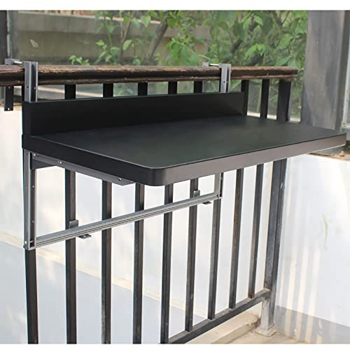 HDZNDH Verstellbarer Balkon Klapptisch, Terrasse, Hängende Tabelle, Aluminiumlegierung Edelstahl, 5 höhenverstellbar, Outdoor-Beistelltisch, Geländer, Decktisch, for Bar Porch Garden
