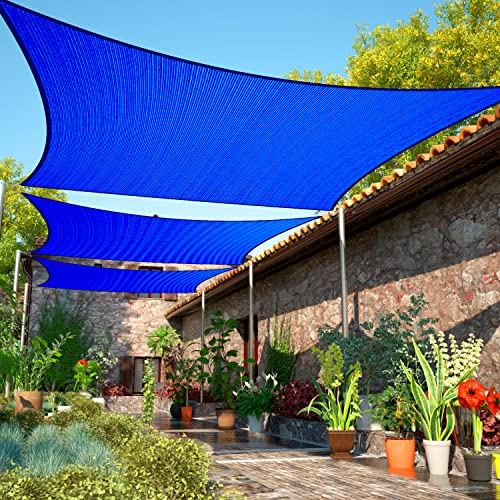 ShadeMart 23 cm x 63 cm Voile solaire bleue UPF50 Rectangle smTAPR1416 Abat-jour en tissu d'auvent perméable à l'eau et à l'air Résistant aux UV Robuste, Carport Patio Extérieur - Nous personnalisons