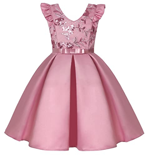 BUNNY LULU Filles Robe inclinée épaule Demoiselle d’honneur des Enfants Bal