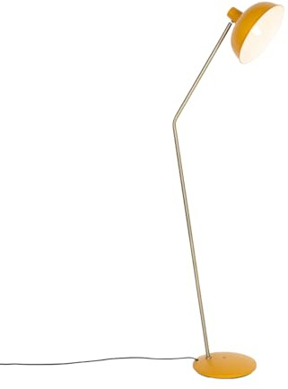 Qazqa Retro Stehleuchte, Stehlampe - Milou - Gelb, max. 25W, Geeignet für LED, 138cm, Ideal als Wohnzimmerlampe