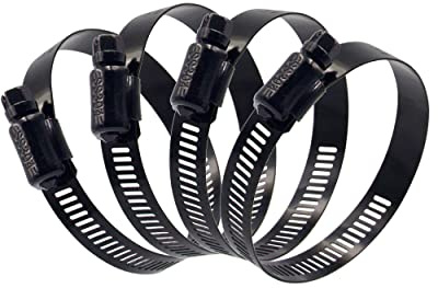 ISPINNER Schlauchschelle für Schneckengetriebe, 7,6 cm, Edelstahl, verstellbar, 52–76 mm, für Sanitär-, Automobil- und mechanische Anwendungen, Schwarz, 4 Stück