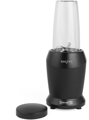Salter EK2002V5MBLK Kuro NutriPro 1000 Portable Blender – Personal Blender & Smoothie Maker, 1L BPA-Free Jug & Lid, Stainless Steel Blade, One Touch Operation, Protein Shakes/Cocktails, Black, 1000W