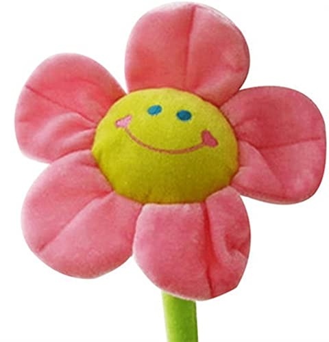 Justkeji Flor artificial de peluche, ramo de girasol de felpa con tallos flexibles, flor de peluche para decoración del hogar para bodas, fiestas, cumpleaños, Navidad (30 pulgadas, rosa)
