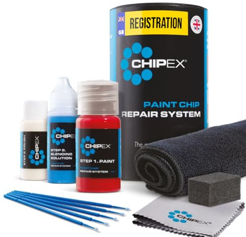 Chipex Kit de retouche Kit de réparation de rayures, peinture automobile mélangée selon le code couleur pour tous les modèles – Correspondance exacte garantie